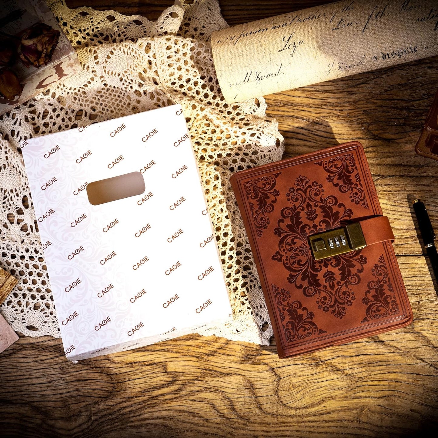 Retro Embossed Lock Diary A5