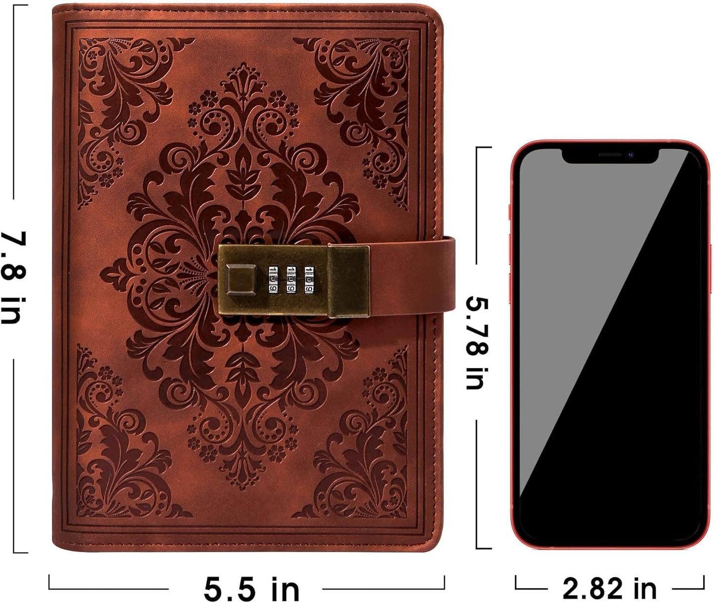 Retro Embossed Lock Diary A5