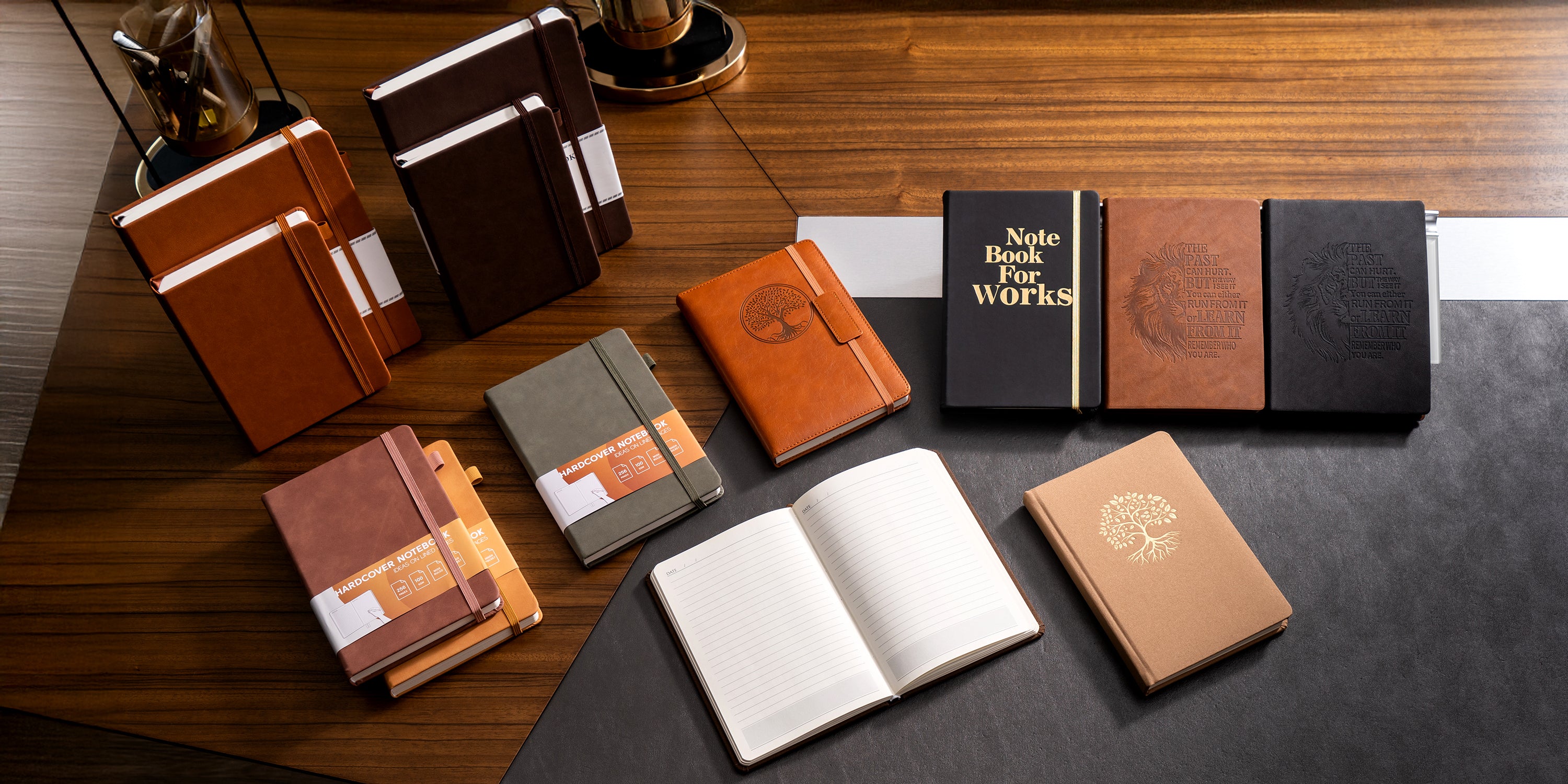 CAGIE 2-Pack 320-Page A5 Vintage Leather Journal Notebooks Hardcover Dark Red