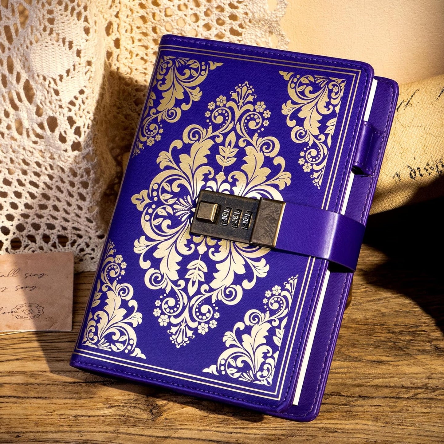 Retro Embossed Lock Diary A5